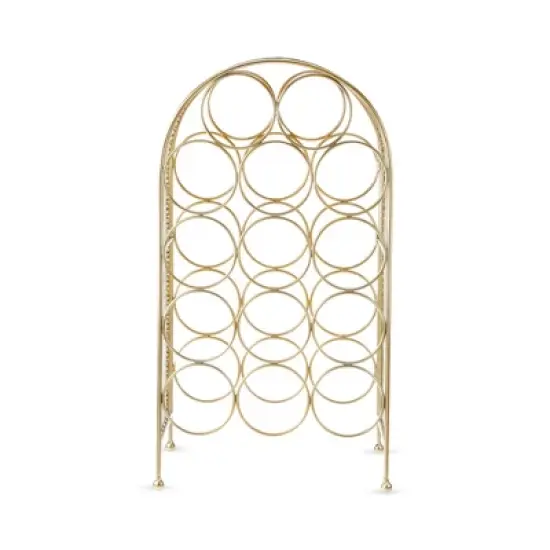 Twine Trellis Wine Rack, Holds 14 Bottles, Gold Countertop Wine Storage, Cast Iron image {3}