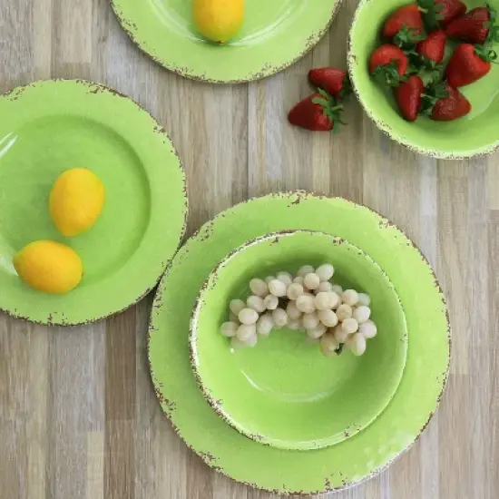 Gibson Mauna 12 Piece Melamine Dinnerware Set in Crackle Green image {6}