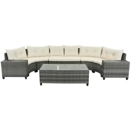 YOOCOZZ 8-Piece Half-Moon Sectional Sofa with Coffee Table image {5}