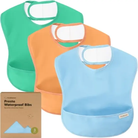 KeaBabies 3pk Presto Baby Bibs Waterproof with Food Catcher, Lightweight Toddler Bibs for Eating image {8}