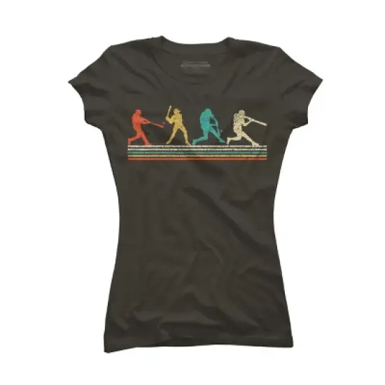 Junior's Design By Humans Vintage Distressed Baseball Swing By LuckyCharm99 T-Shirt image {5}