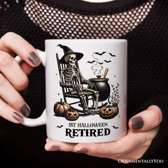 Funny Retired Skeleton Mug, Halloween Mug Gift (Non-Custom Only)| OrnamentallyYou image {3}