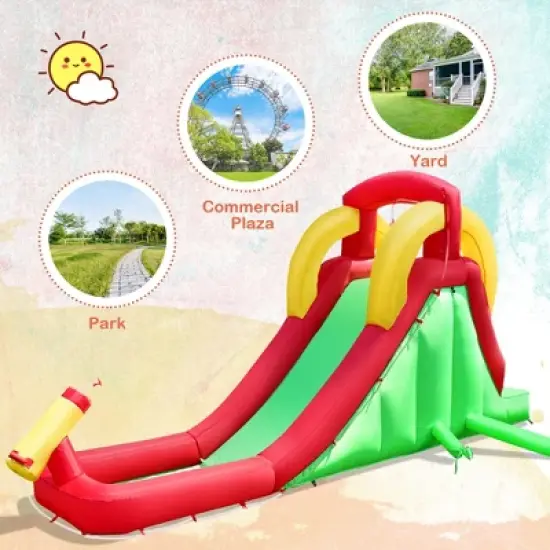 Costway Inflatable Moonwalk Water Slide Bounce House Bouncer Kids Jumper Climbing image {2}