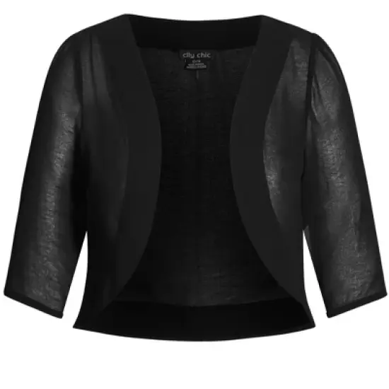 Women's Plus Size Chiffon Shrug - black | CITY CHIC image {2}
