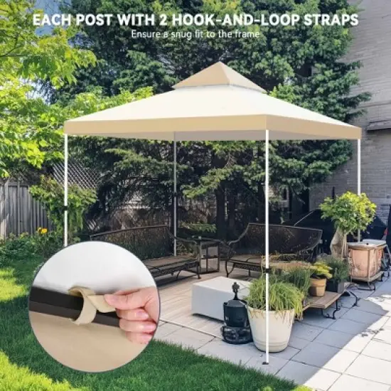 Yescom 10x10Ft UV30+ Gazebo Replacement Top for 2 Tier Outdoor Canopy Cover Patio Backyard Party Deck Sand+Ivory Beige image {4}