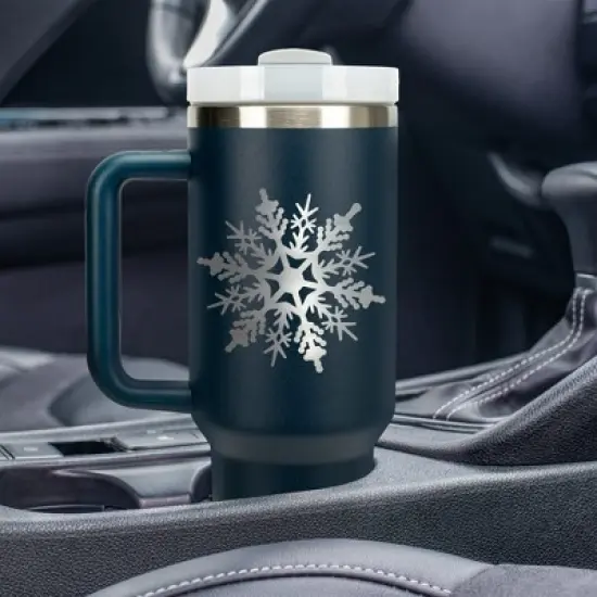 Elanze Designs Falling Snowflake Winter Snow Queen Wrap-Around 40 Oz. Stainless Steel Water Bottle Coffee Mug, Spill & Leak Resistant, Travel Tumbler image {4}