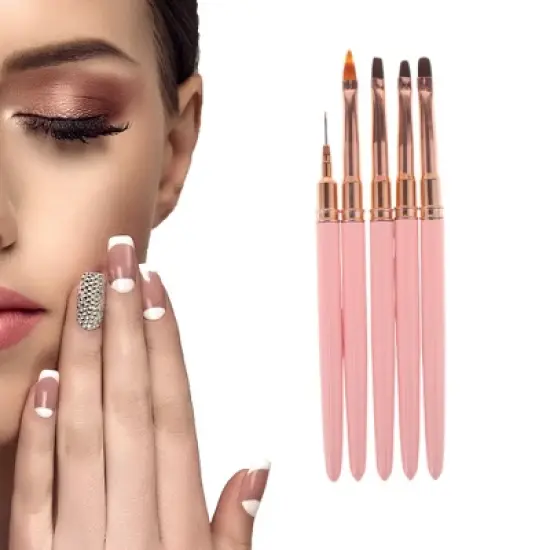 Unique Bargains Multifunctional Nail Art Brushes Kit Bright Pink 1 Set image {3}