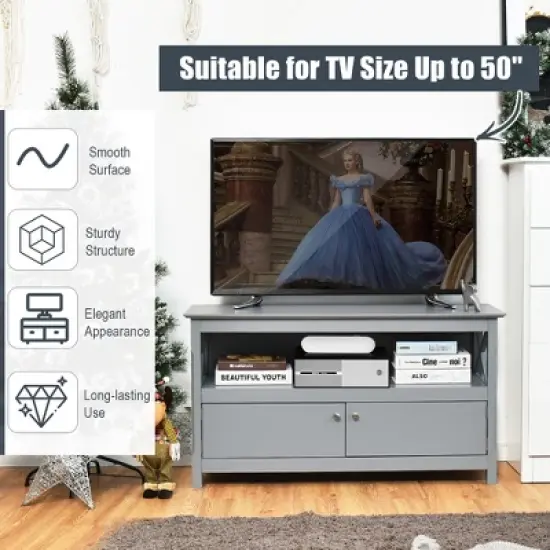 Costway Free Standing TV Cabinet Wooden Console TV Media Entertainment image {5}