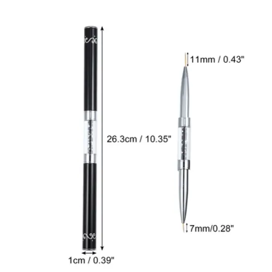 Unique Bargains Double-Headed Nail Art Liner Brush Black 1 Pc image {3}