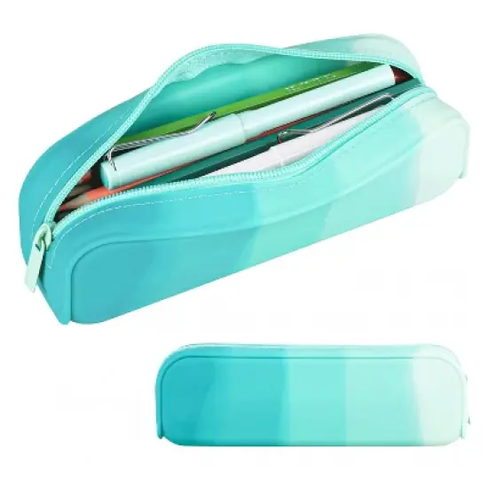 Boersma Green Pencil Case &ndash; Large Capacity Waterproof Silicone Pen Pouch, Aesthetic Stationery Organizer for School, Office, Teen Boys & Girls image {7}