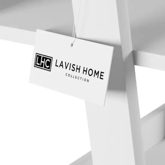 Hastings Home 4-Tier Ladder Bookshelf Freestanding Wooden Bookcase, White image {5}