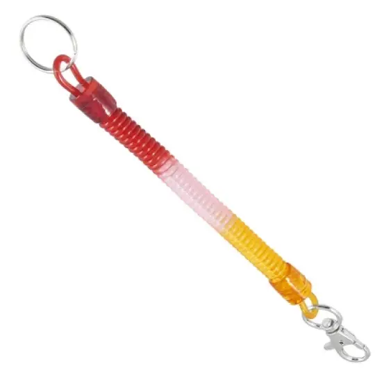 Unique Bargains Spring Coil Keyring Keychain Strap Rope with Lobster Hook Red Pink Orange 4.3" x 0.4" (Not Stretched) 1 Pc image {1}