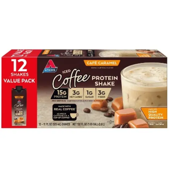 Atkins Meal Replacement Iced Coffee Protein Shake - Cafe Caramel image {10}