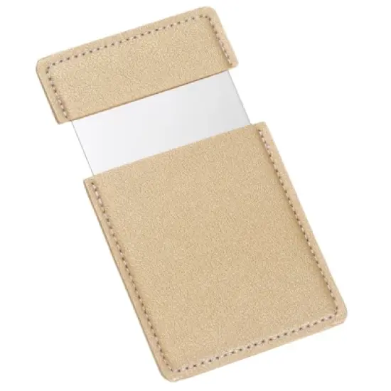 Unique Bargains Stainless Steel Pocket Travel PU Leather Mini Mirror image {9}