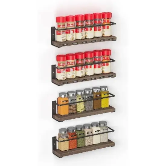4-Pack Spice Rack Organizer Wall Mount with 415 Labels (no jars included) image {7}