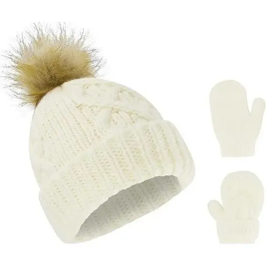 Rising Star Baby Girls and Boys Hat with mittens set, Winter Set for infants Ages 0-24 months image {3}