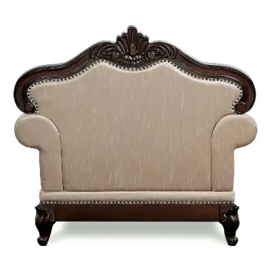HOMES: Inside + Out Alsace Arm Chair Traditional Button Tufted Dark Cherry/Light Brown image {16}