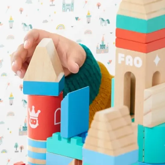 FAO Schwarz Toy Wood Castle Blocks 75pc Sprout image {2}