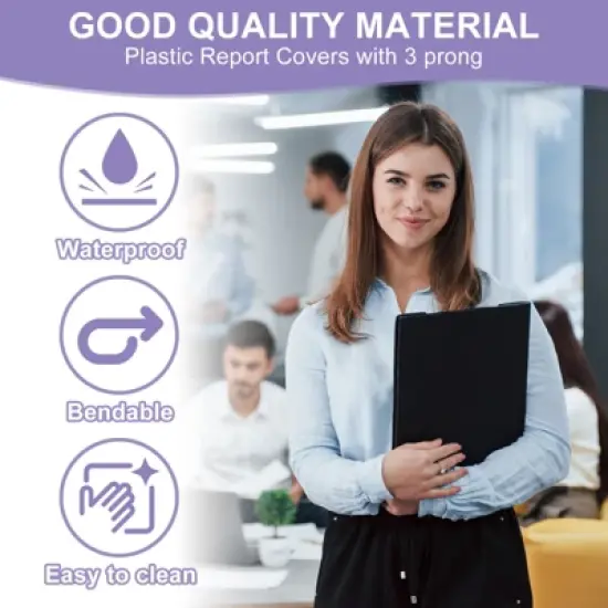 Unique Bargains Plastic Resume Presentation Binders Report Covers with Prong 10 Pcs 11.4" x 9.45" image {3}