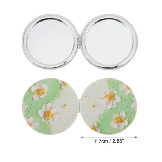 Unique Bargains Round Hand-drawn Makeup Mirror Green 1 Pc image {1}