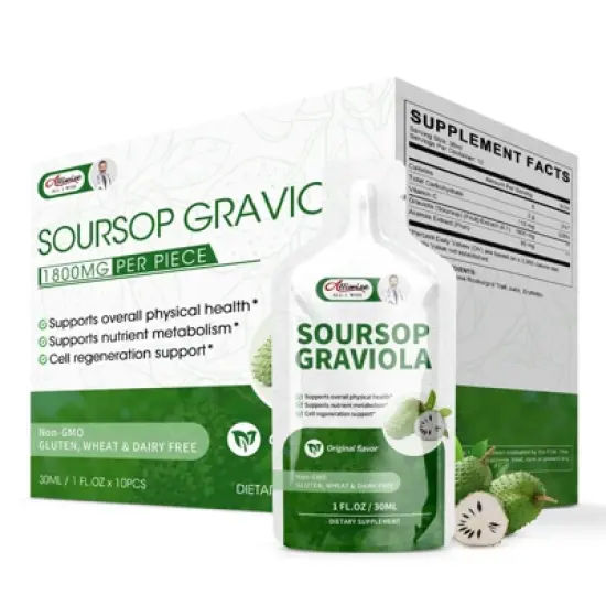 Alliwise Soursop Graviola Liquid for Immune Boost, High Absorption Soursop Bitters Drink/Oral Solution - 10 FL OZ image {6}