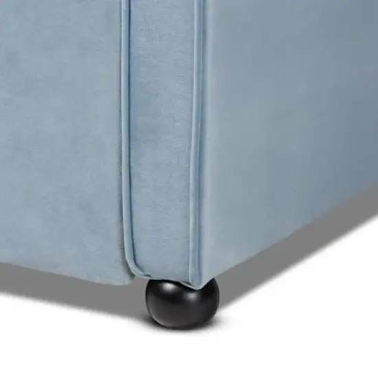 Twin Freda Velvet Tufted Daybed with Trundle Light Blue - Baxton Studio image {6}
