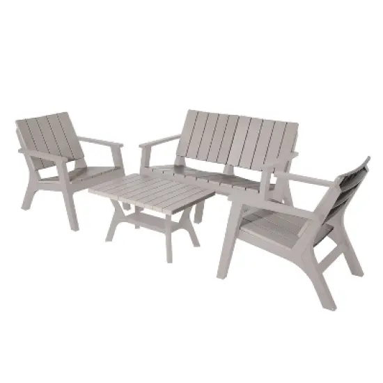 Enzo 4pc Faux Wood All-Weather Conversation Chat Set - DUKAP image {7}