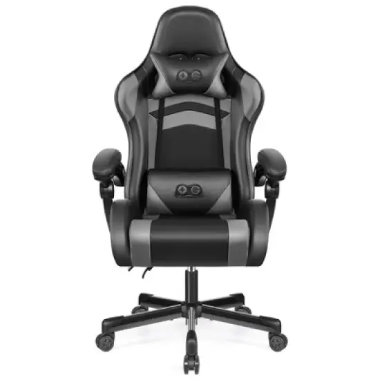 KERDOM High-Back Computer Gamer Chair, Height Adjustable Game Chair with Adjustable backrest,Black-Gray image {1}