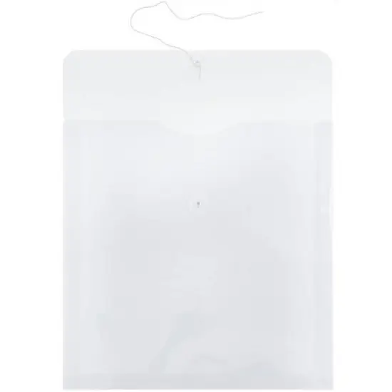 JAM Paper 13'' x 13'' 12pk Plastic Envelopes with Button and String Tie Closure - Clear: Large Filing Accessories image {1}