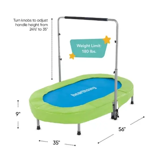 HearthSong Jump2It Indoor Trampoline with Adjustable Handle - Blue/Green image {2}