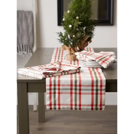 Design Imports  Christmas Nutcracker Plaid Table Runner, Red/Green, 14X72" image {5}