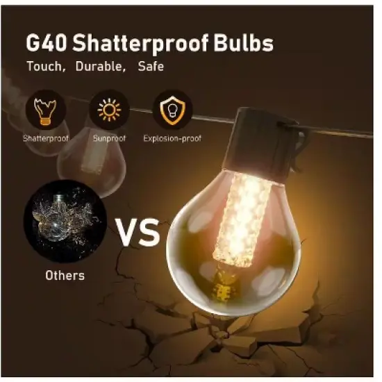 BlueAcorn Indoor/Outdoor Bluetooth LED Globe String Lights for patio, 50ft image {4}