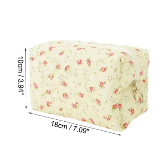 Unique Bargains Women Portable Small Floral Makeup Bag 1 Pc image {2}