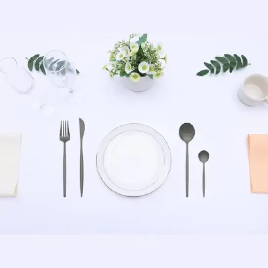 REGALWOVEN 20 Pcs Stainless Steel Mirror Polished Comfortable Handle Serving Sets image {5}