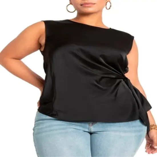 ELOQUII Women&rsquo;s Plus Size Tie Side Satin Tank image {6}