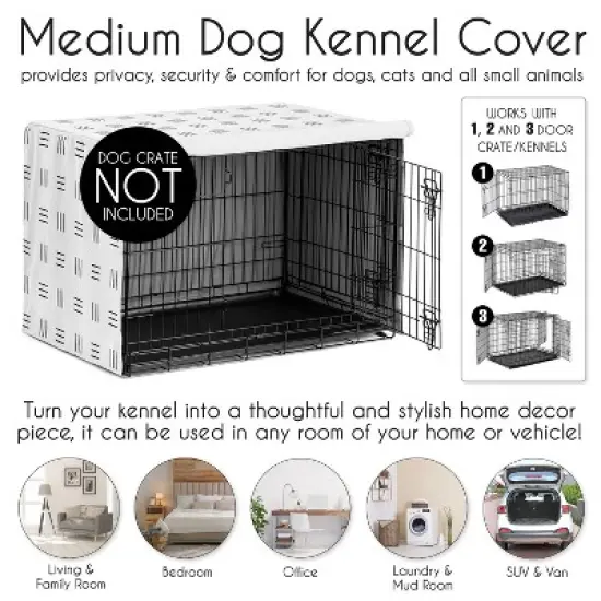 Sweet Jojo Designs Dog Crate Kennel Cover 36in. Boho Hatch White and Black image {3}