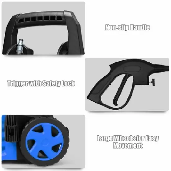 Costway 2030PSI Electric Pressure Washer Cleaner 1.7 GPM 1800W with Hose Reel Blue image {9}