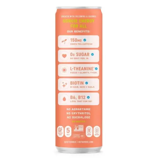 Gorgie Peach Tea Energy Drink - 12 fl oz Can image {1}