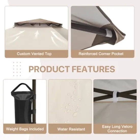 EAGLE PEAK 13'x13' Pop Up Gazebo with 4 Sidewalls, Easy Set Up Canopy for Patio and Backyard image {5}