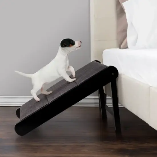 Pet Adobe Foldable Wooden Pet Ramp, Black/Gray image {1}