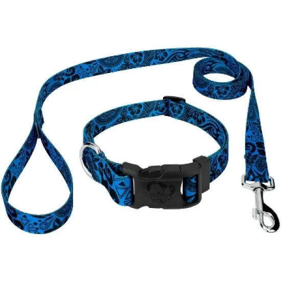 Country Brook Petz Deluxe Blue Polynesian Dog Collar and Leash image {5}