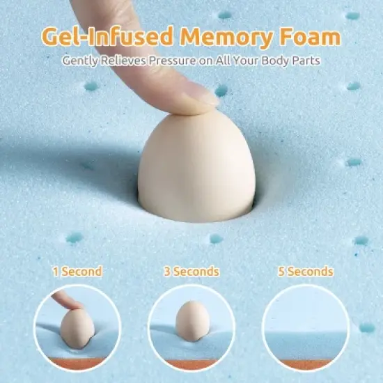 FURNIinspire Mattresses 4 Inch Cool Gel Memory Copper Foam Full Size Mattress Topper Soft Mattress, Bedroom Furniture, Blue, 74"*54"*4" image {3}