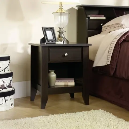 Shoal Creek Nightstand with Drawer & Storage Shelf - Jamocha Wood - Sauder image {3}