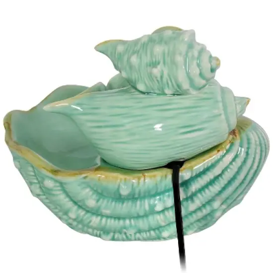 Sunnydaze Indoor Home Decorative Stacked Tiered Seashells Tabletop Water Fountain Feature - 7" - Green image {5}