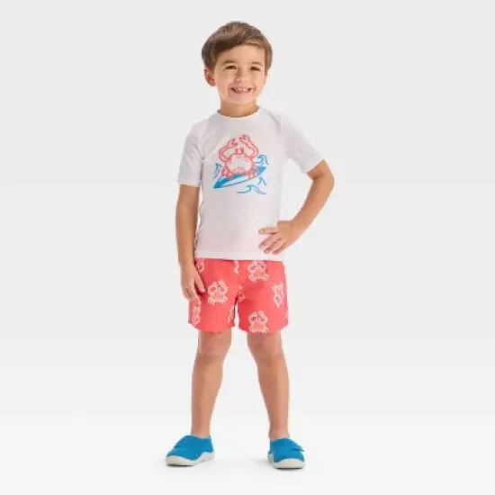 Toddler Boys' Crab Printed Rash Guard Set - Cat & Jack&trade; Red image {4}