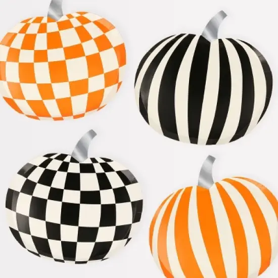 Meri Meri Mod Pattern Pumpkin Plates (Pack of 8) image {7}