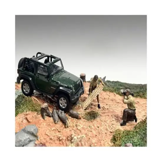 "4X4 Mechanics" 2 Piece Diecast Figure Set 4 for 1/43 Scale Models by American Diorama image {1}
