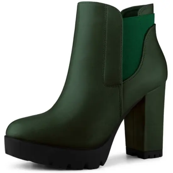 Perphy Women's Platform Chunky High Heels Chelsea Boots image {10}