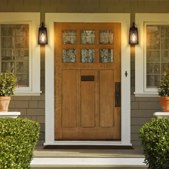 12.5" Metal/Glass "X" Outdoor Wall Lamp Black - LNC image {2}