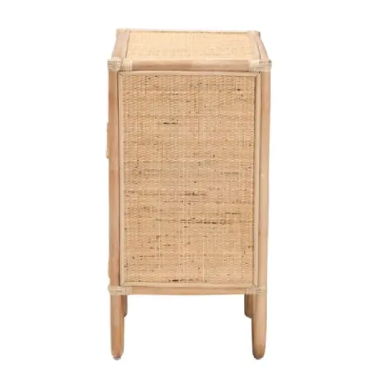 Acelin Rattan Nightstand Natural Brown - Baxton Studio: No Assembly, Spot Clean, Rectangle Shape, 30 Day Warranty image {4}